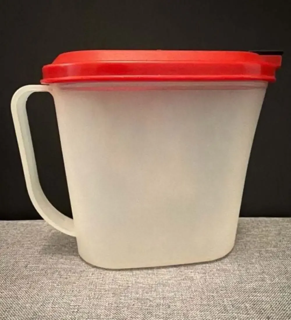 Tupperware Disney Slimline Pitcher Mickey Mouse and Goofy Red Lid